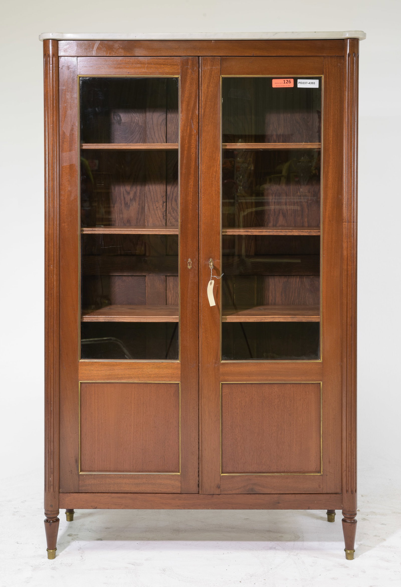 Louis XVI Style White Marble Top Bookcase (1 of 7)