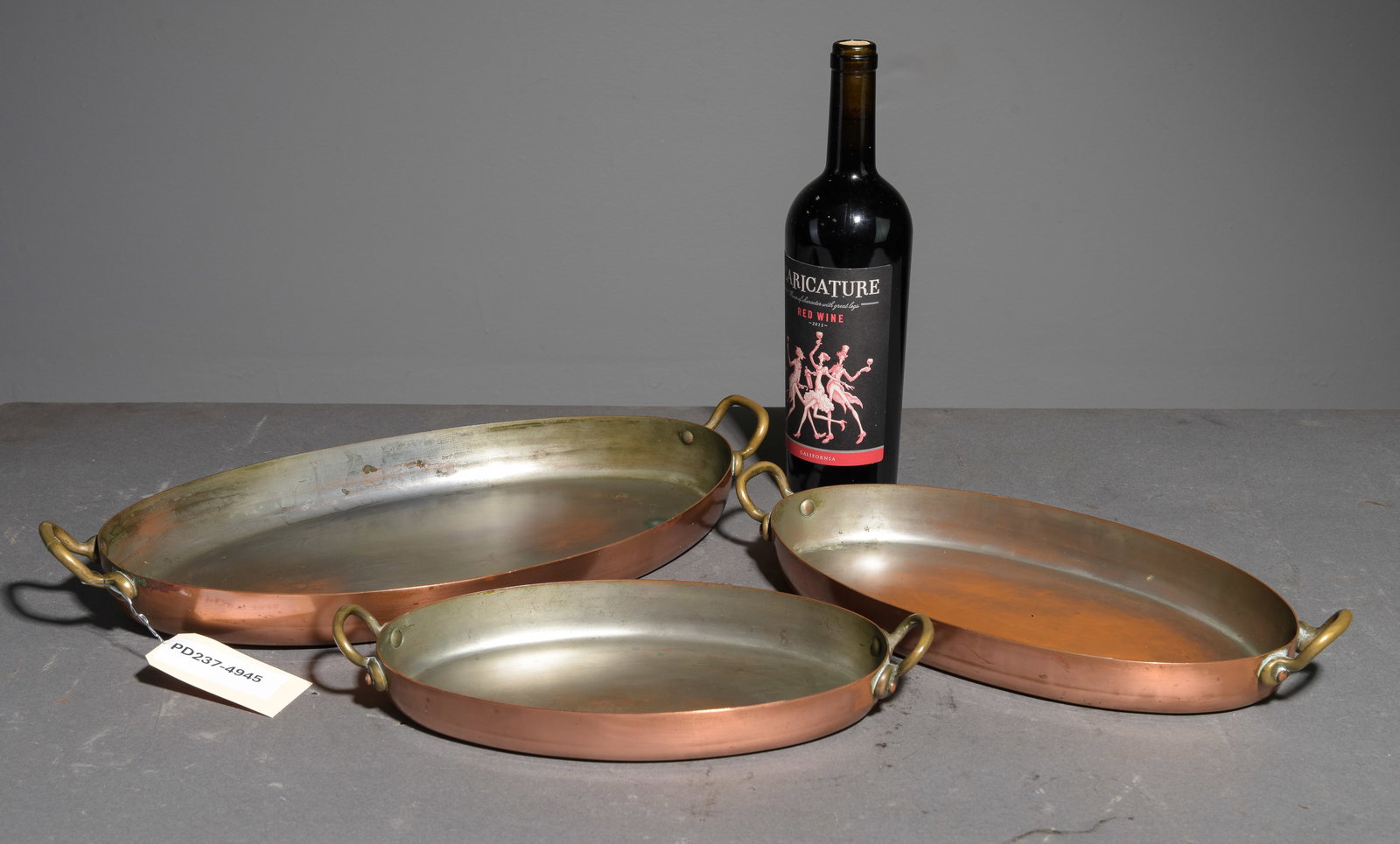 French Polished Copper  Set Of 3 Flat Pans (1 of 2)