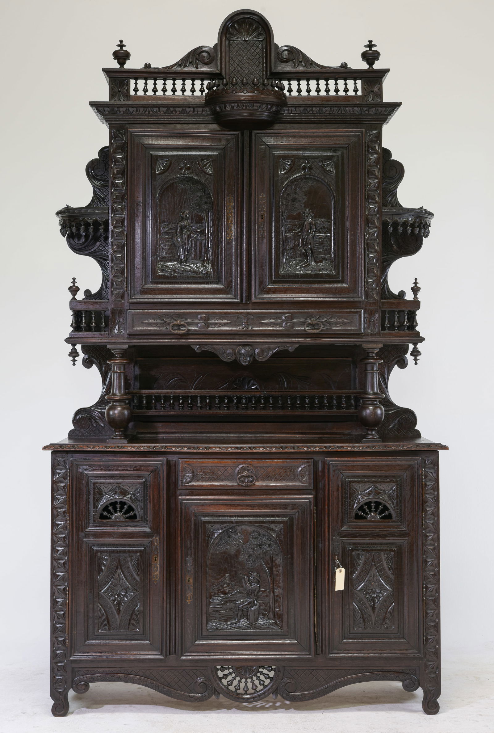 French Breton Style Heavily Carved Buffet (1 of 10)
