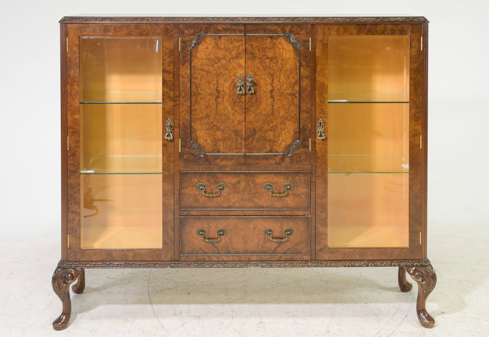 English Mahogany Cocktail / Curio Cabinet: English Mahogany Cocktail / Curio Cabinet - 48 in tall x 54 x 13.5