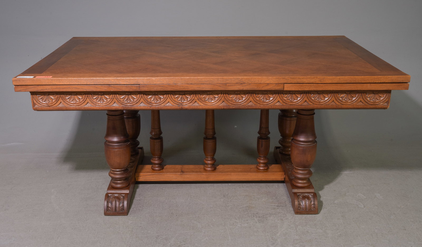 Breton Style Draw Leaf Craved Oak Table (1 of 5)
