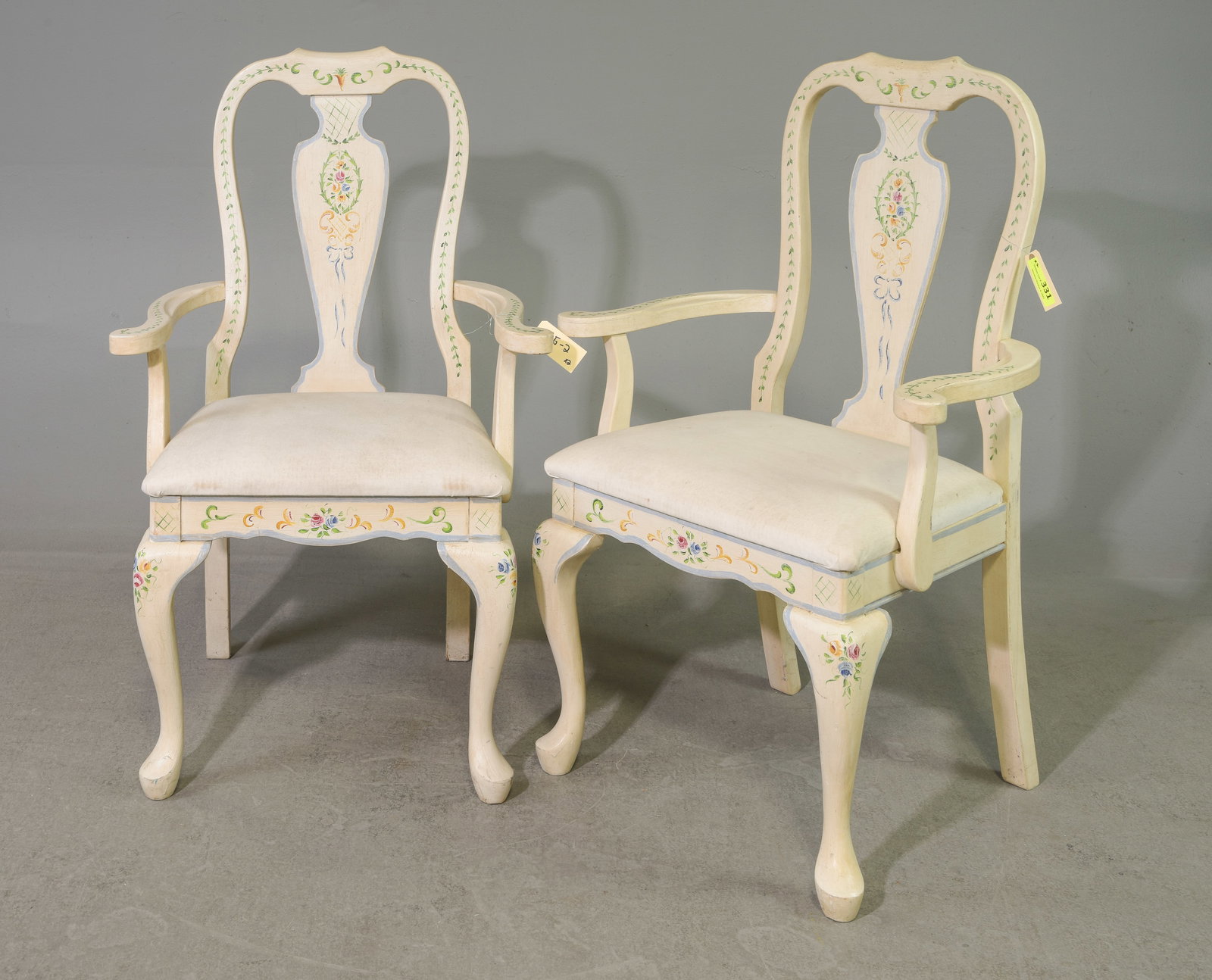 Two Hand Painted Queen Ann Arm Chairs (1 of 5)