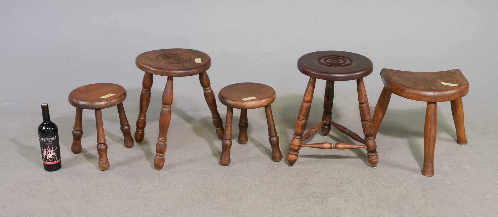 Five Assorted French Three Leg Milk Stools (1 of 3)