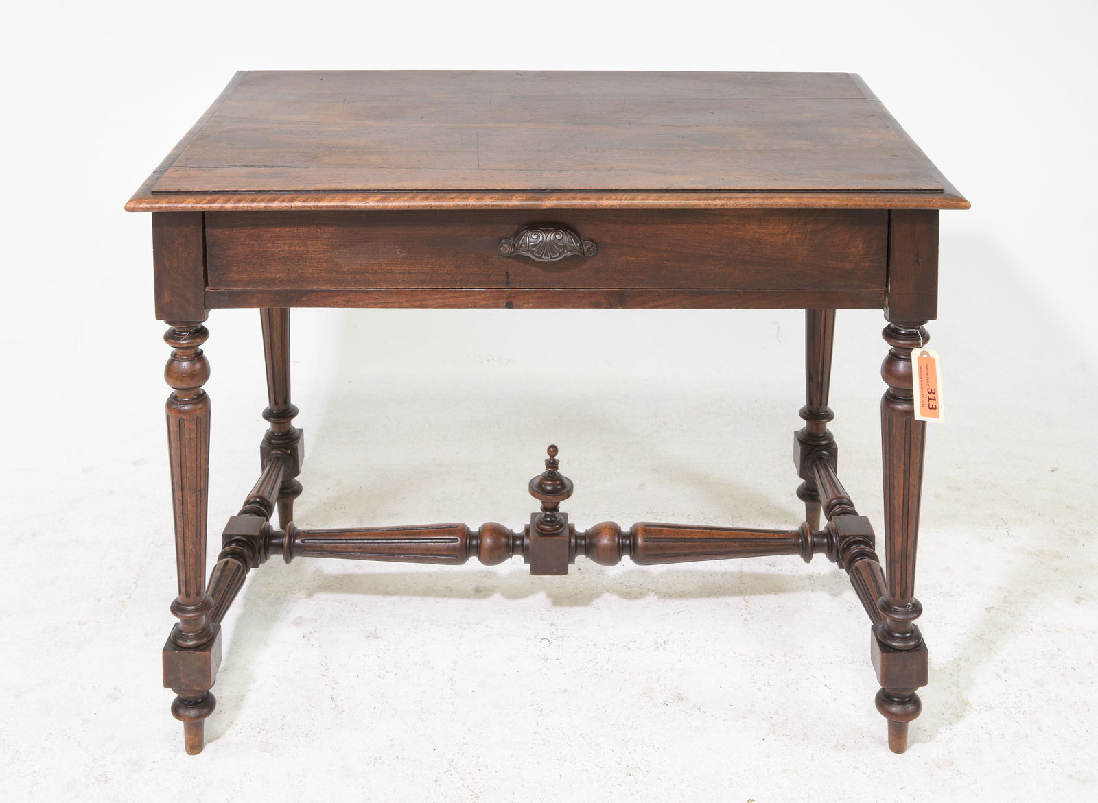 Louis XVI Style Single Drawer Walnut Side Table (1 of 7)