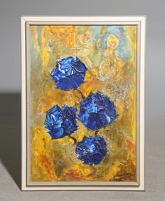 Framed Abstract Oil On Board - Signed