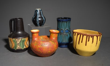 5 Assorted Ceramic Vases, Pitcher, ETC.