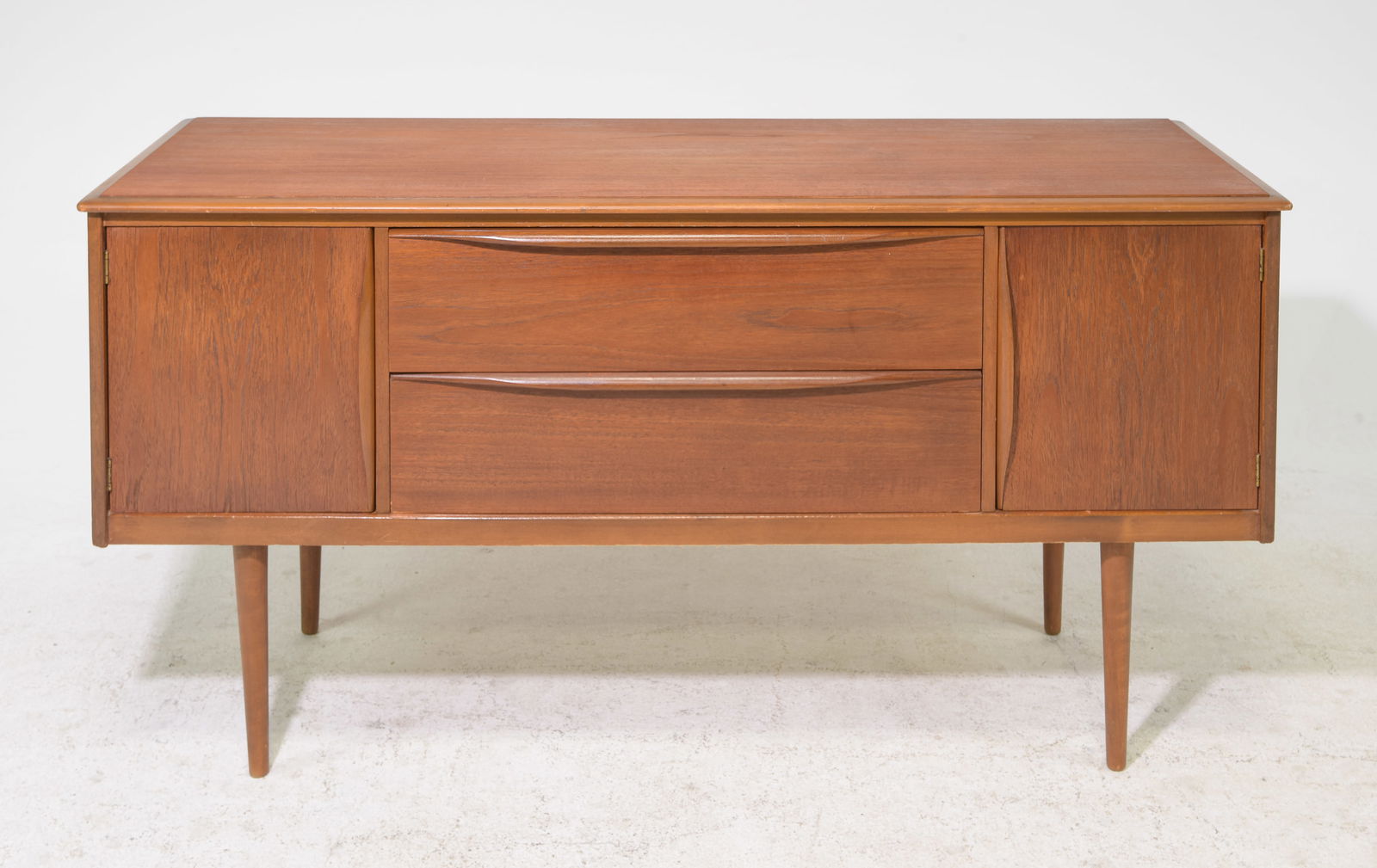 Mid Century Modern Teak Credenza / Sideboard: Danish Modern Style Teak Credenza / Sideboard - 28.5 in tall x 57 x 18.5