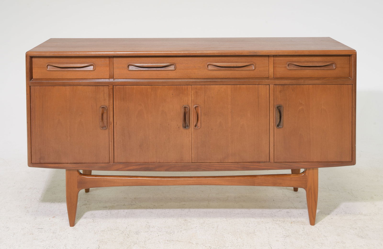 Mid Century Small "Fresco" Sideboard - G-Plan: This Danish Modern Style Teak Credenza is made by Mid Century Modern Furniture Maker G Plan ( Gplan ) & is part of their "Fresco" Range. - 33.5 in tall x 60 x 18.5