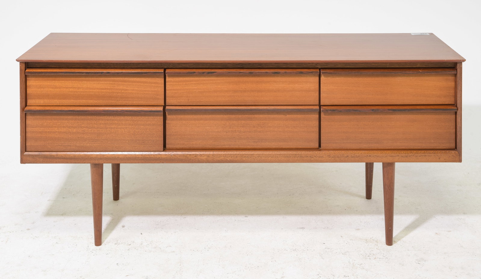 Mid Century Modern Six Drawer Chest / Dresser: Danish Modern Style Six Drawer Dresser / Chest - 26 in tall x 57.5 x 17.5