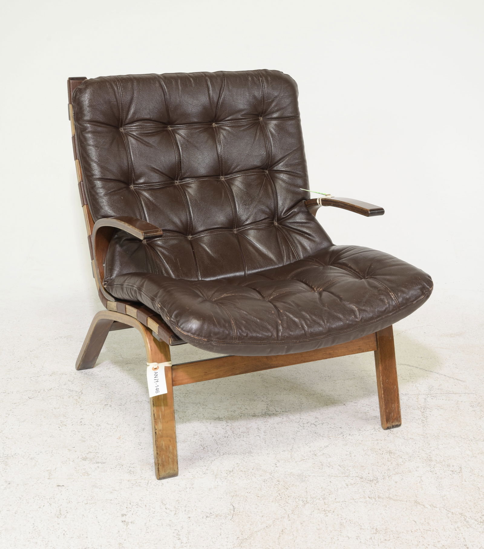 Danish Modern Brown Leather Low Arm Chair (1 of 6)