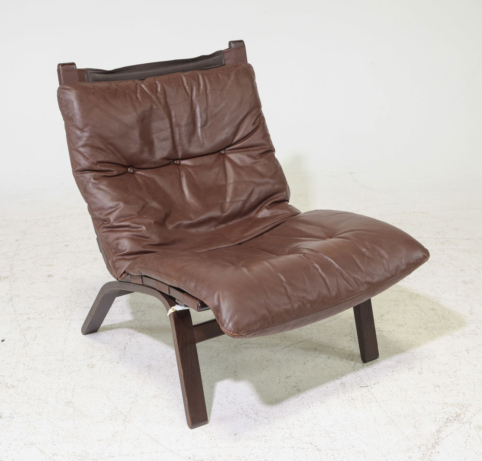 Danish Modern Brown Leather Low Lounge Chair (1 of 4)