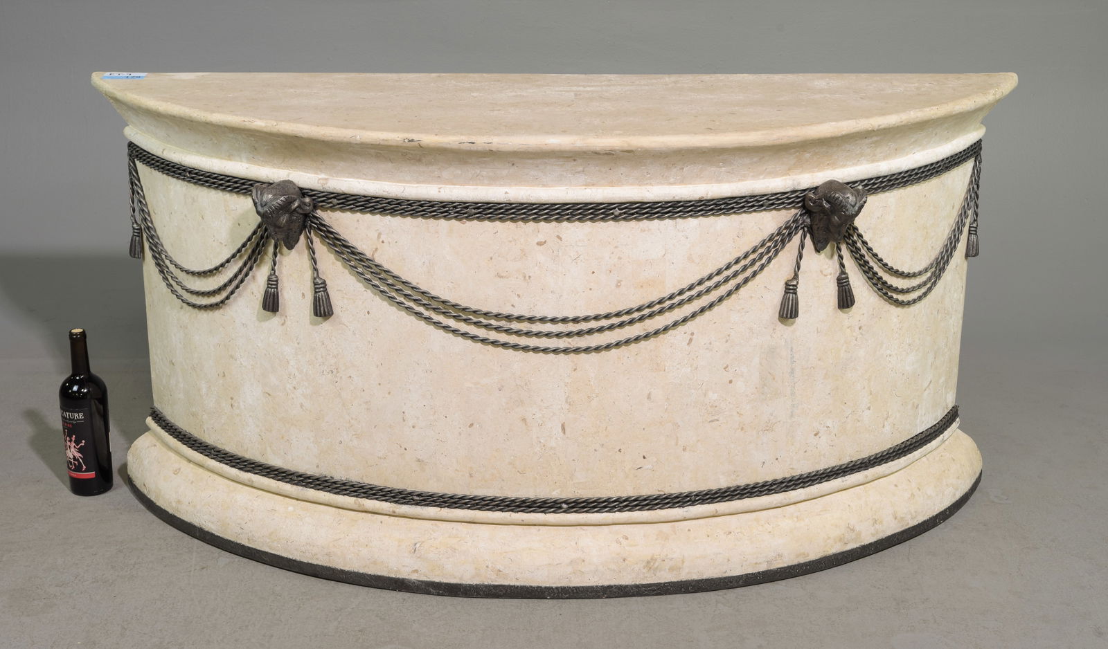 Grecian / Roman Style Low Demilune Console: Grecian / Roman Style Low Demilune Console / Hall Table - 29.75 in tall x 60 x 18