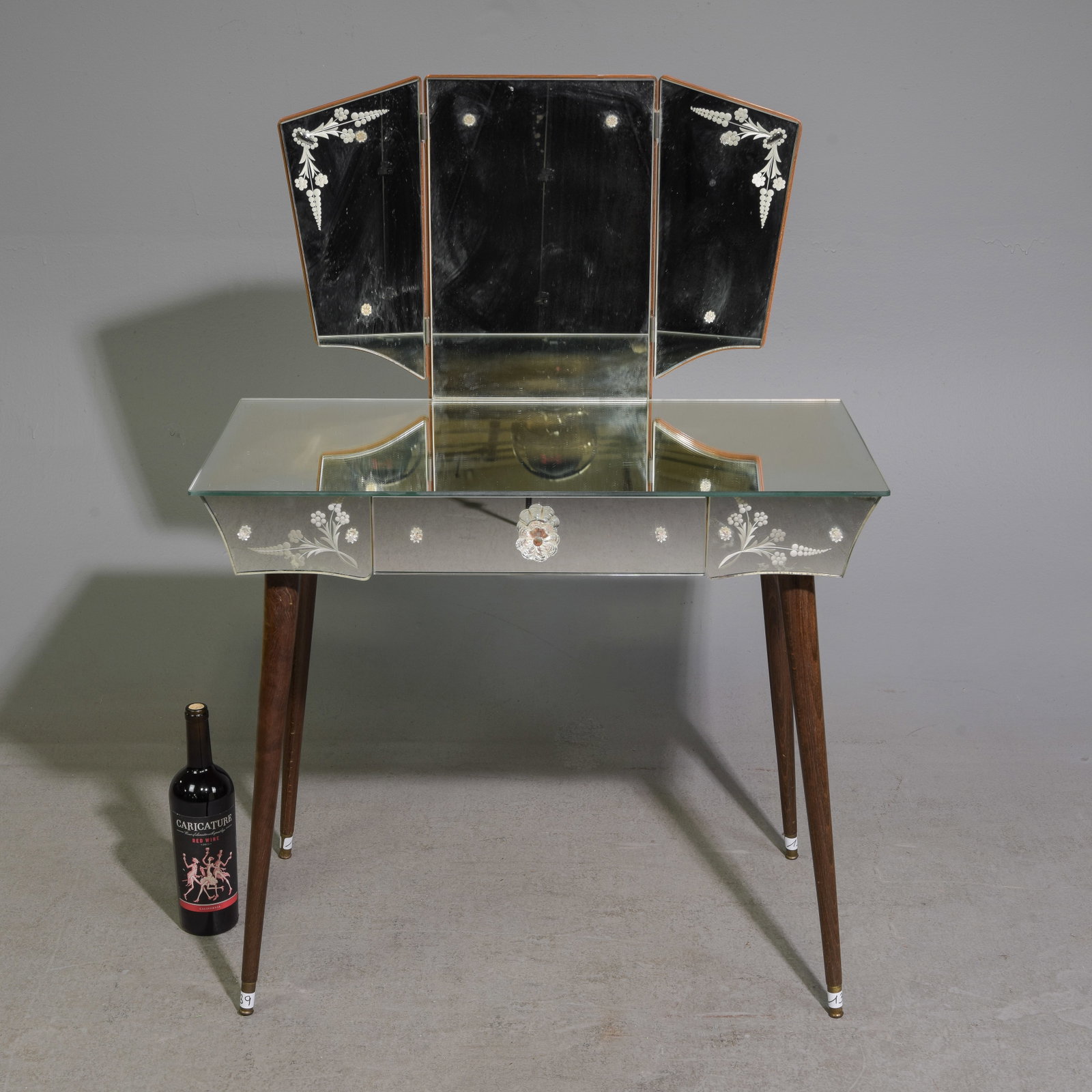 French Petite / Youth Mirrored Dresser: French Petite / Youth Mirrored Dresser - 40.75 in tall x 29.5 x 15.5, Floor to under is 21.5 inches