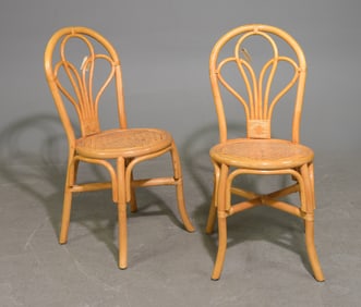 Two Bamboo / Bentwood Tiki Style Side Chairs