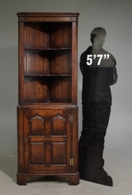 English Rustic Oak Corner Cabinet