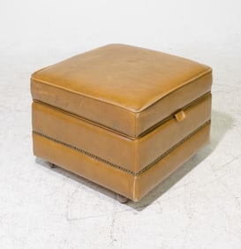 Yellow Leather Lift Top Foot Stool