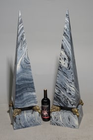2 Faux Marble Empire Style Obelisks