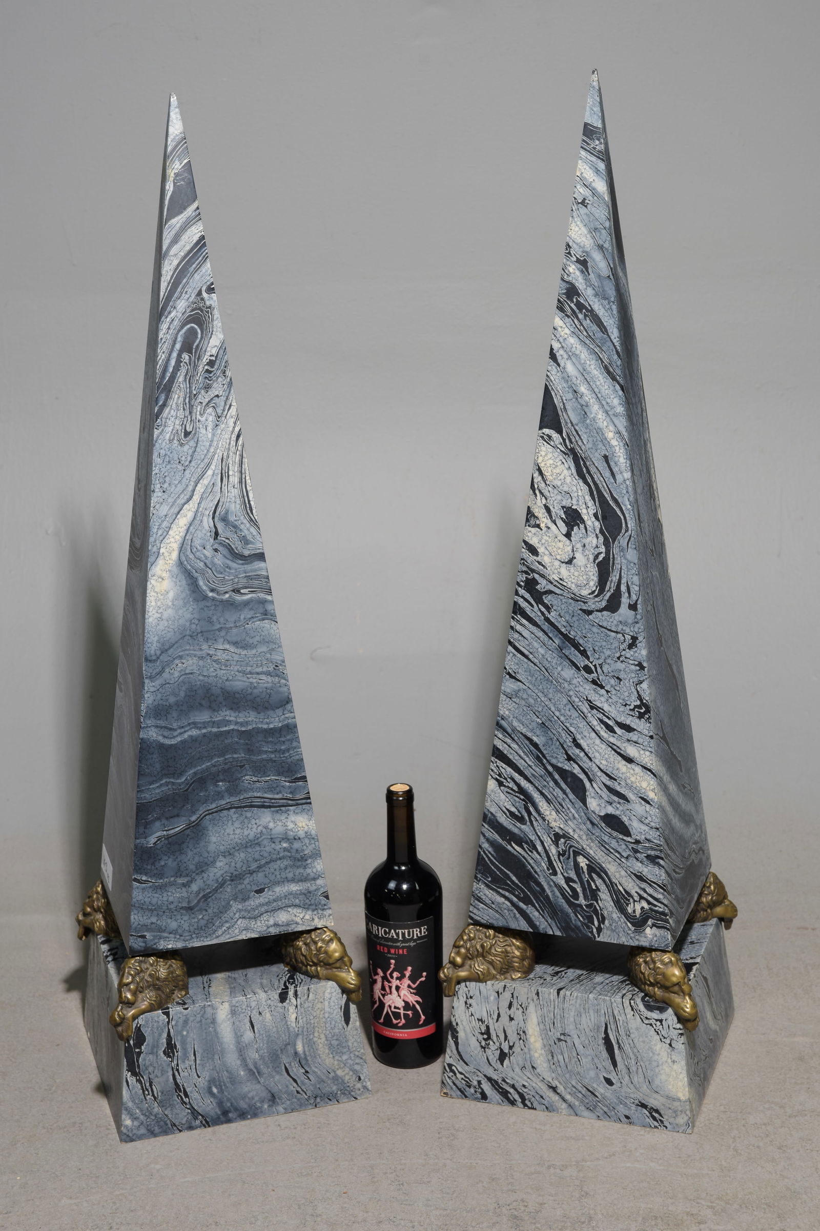 2 Faux Marble Empire Style Obelisks: 2 Faux Marble Empire Style Obelisks - 40 in tall x 10 x 10