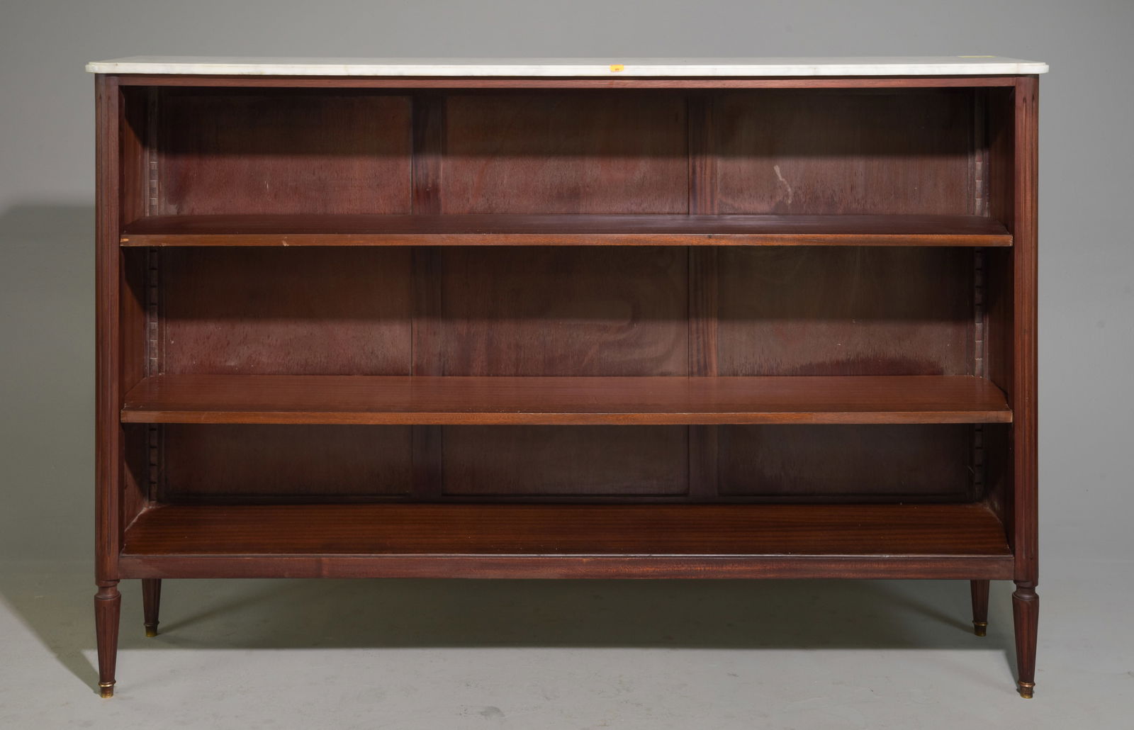 Louis XVI Style White Marble Top Mahogany Bookshelf (1 of 6)