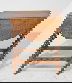 British Small Oak Barley Twist Drop Leaf Table