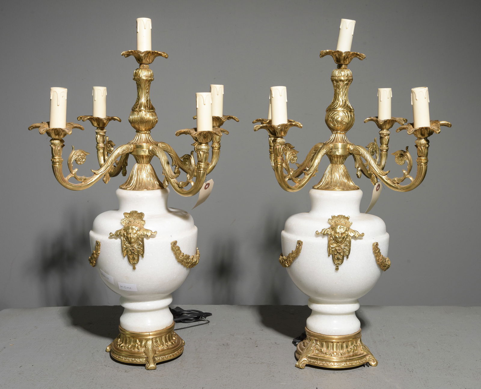 2 White Marble & Gilded Metal Candelabras (1 of 5)