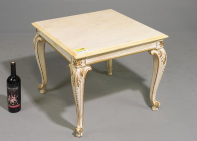 Louis XV Style Painted Marble Top Low Side Table