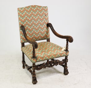 French Oak Upholstered Fireside Chair #2