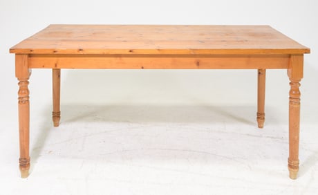 English Pine Table With Turned Legs