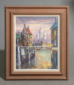 Framed Oil On Canvas -Parisian Street