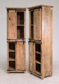 2 Farmhouse Style Sliding Door Cupboards