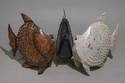 Three Assorted Large Metal Decorative Fish