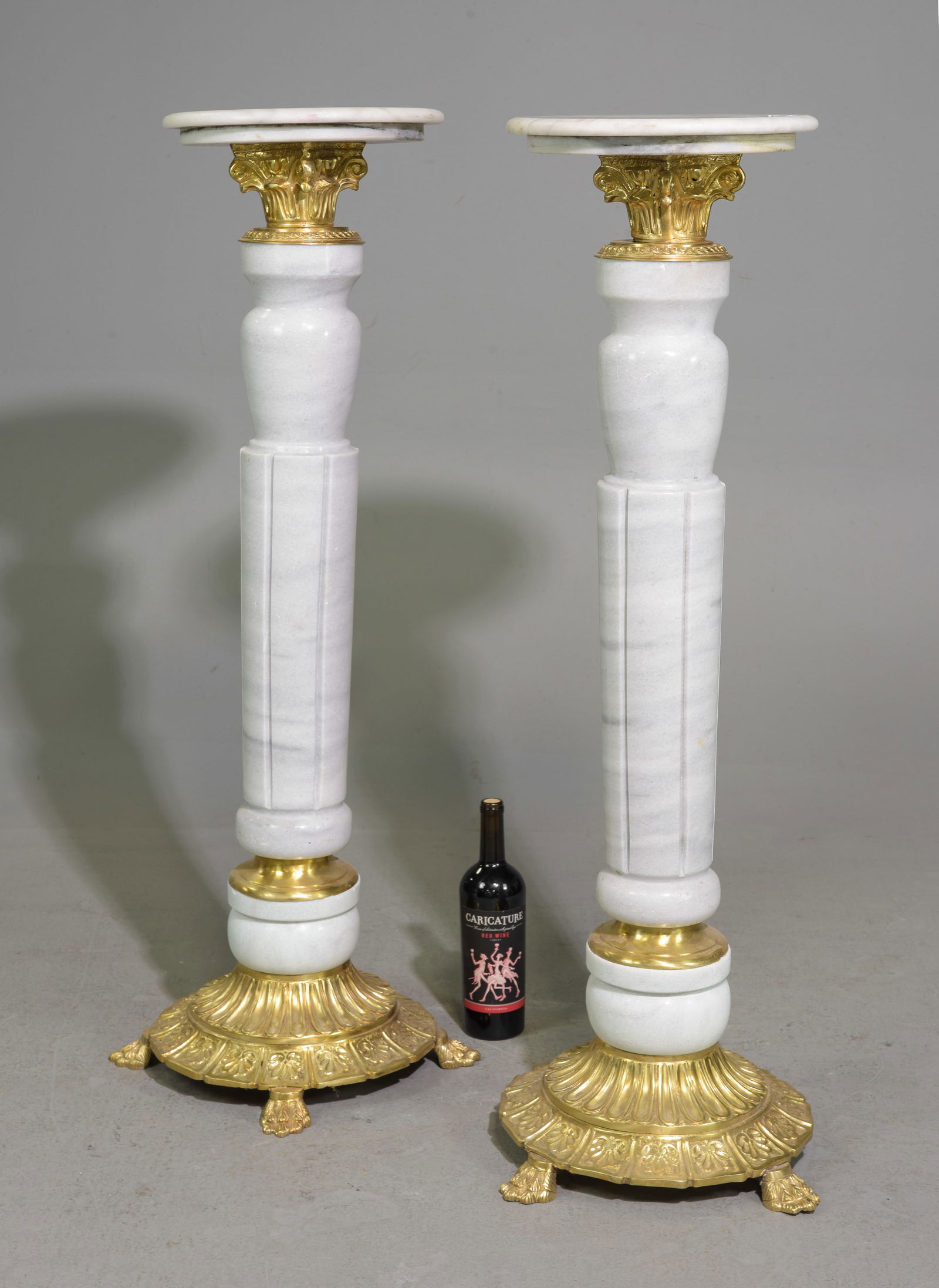 French Style Pair of White Marble Pedestals (1 of 7)