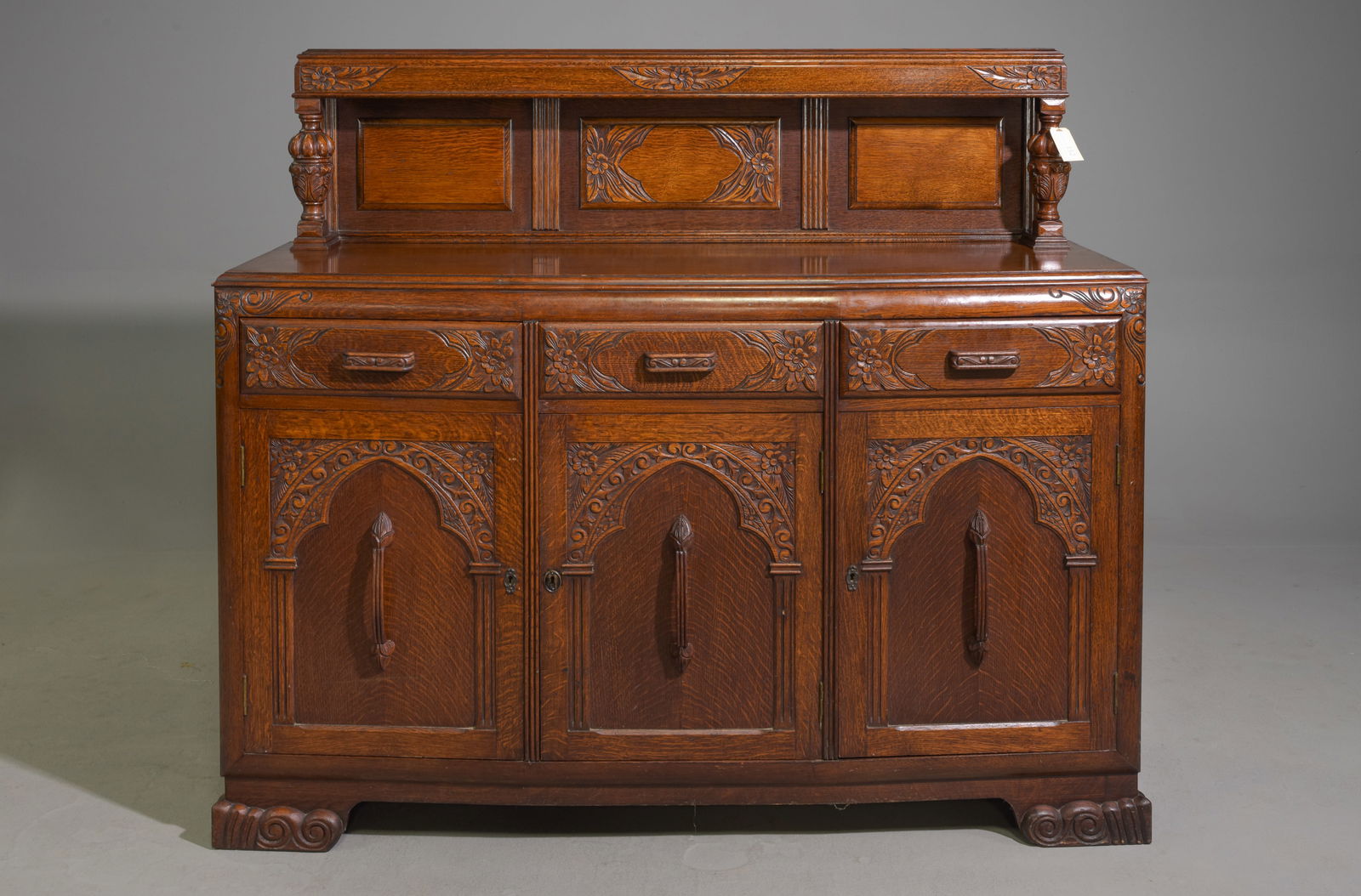Tudor Style Carved Oak Sideboard / Buffet (1 of 7)