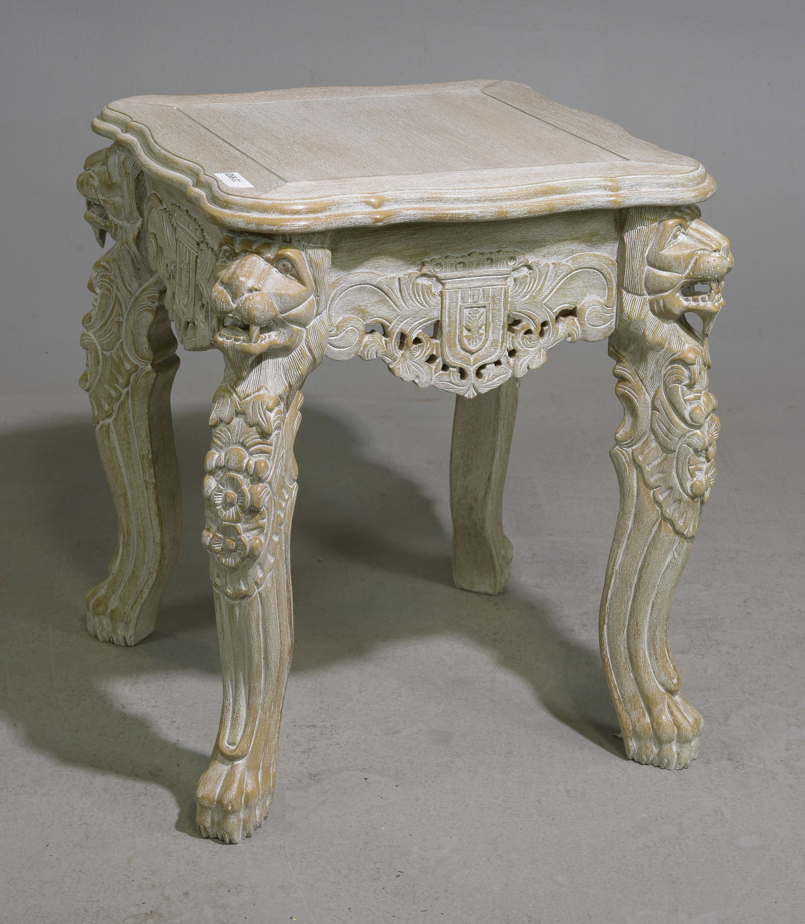 Renaissance Style Painted Lion Head Occasional Table: Renaissance Style Painted Lion Head Occasional Table - 26 in tall x 23 x 23 - This is not antique or vintage and is of modern manufacturing