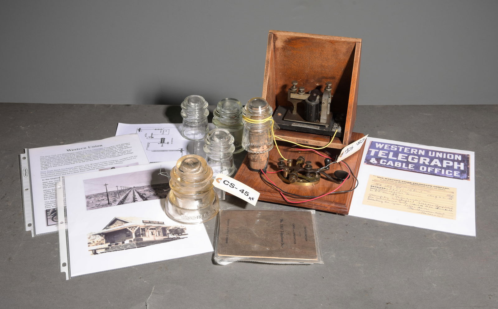 Vintage Telegraph Machine & Insulators (1 of 6)