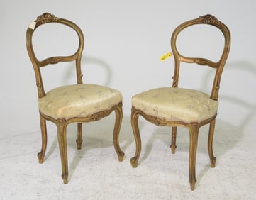 2 French Louis XV Style Gilded Chairs