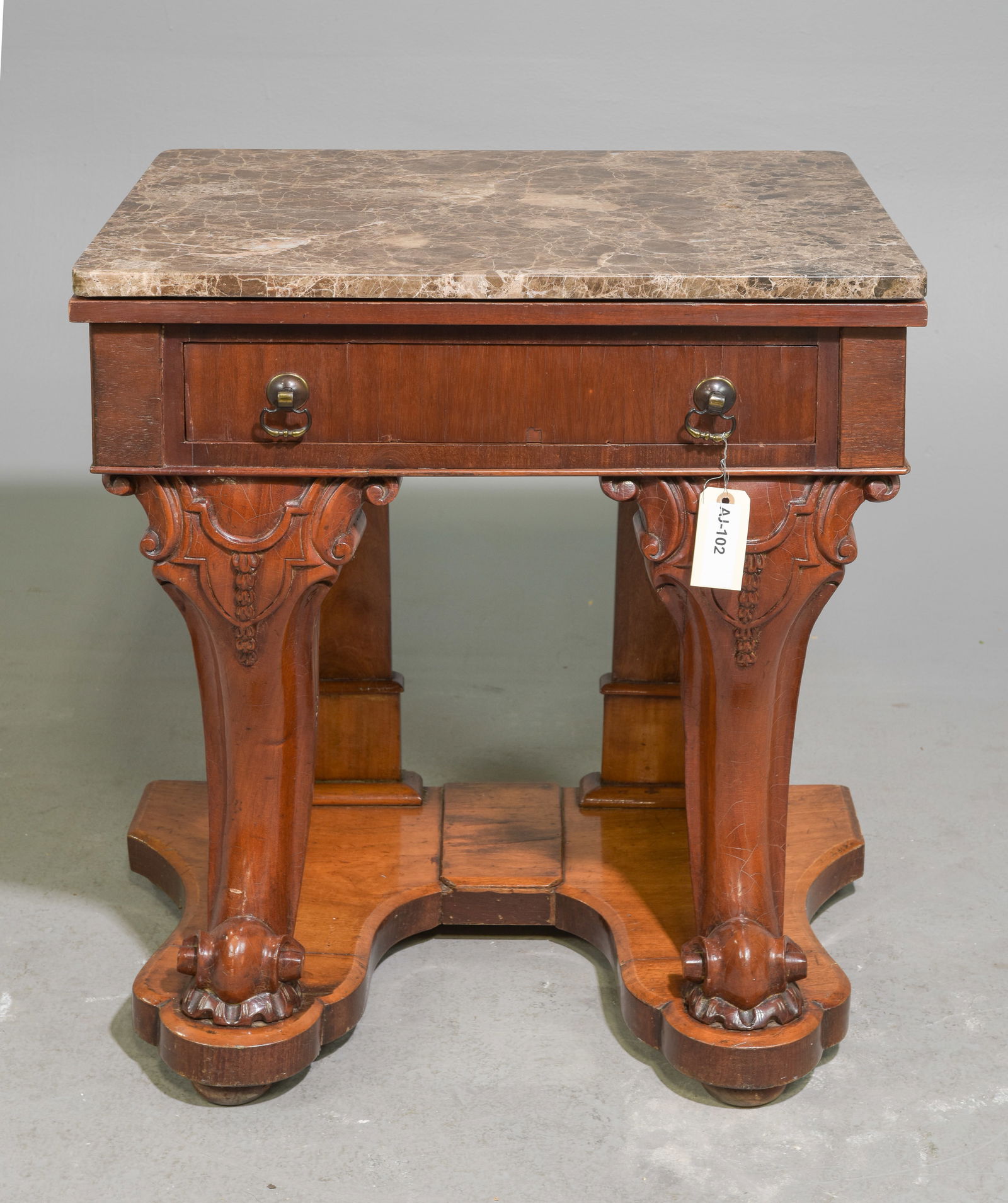 Victorian Style Marble Top Hall Table / Nightstand (1 of 3)