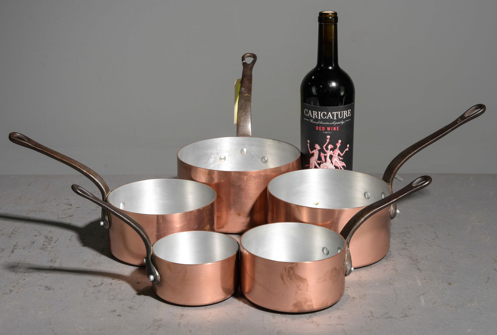French Set of 5 Copper Sauce Pans #2 (1 of 3)