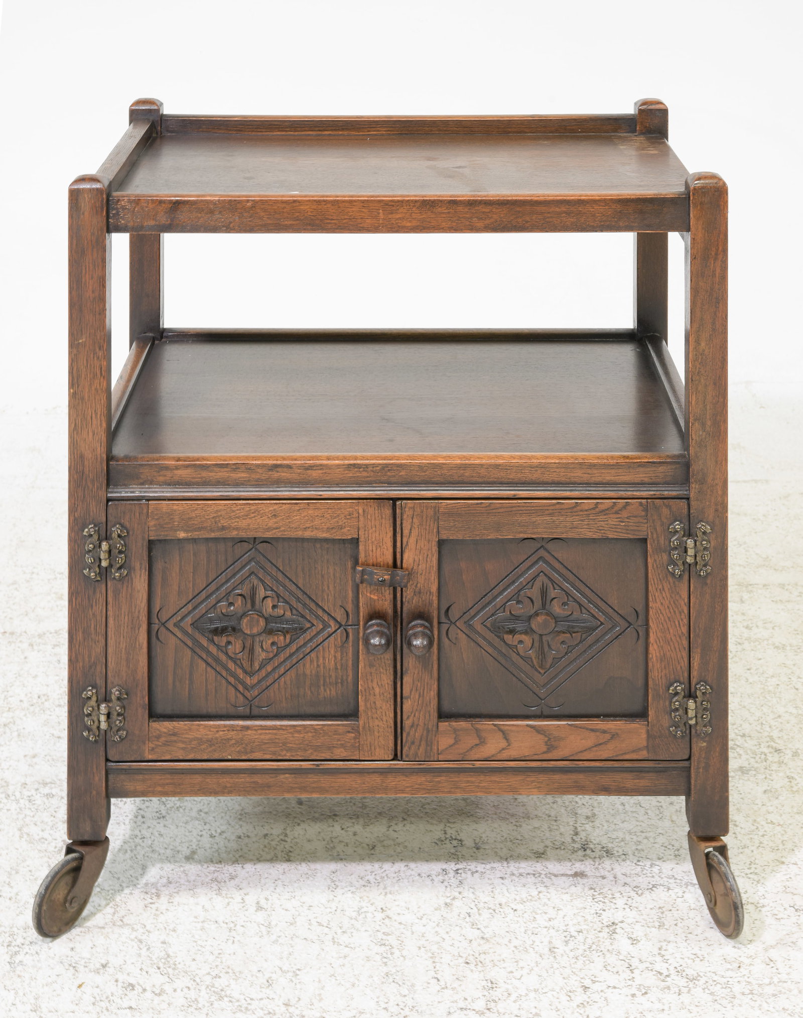English Oak Trolley / Cart with Storage: English Oak Trolley / Cart with Storage - 29.5 in tall x 23.5 x 16