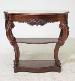 Victorian Style Mahogany Marble Top Hall Table