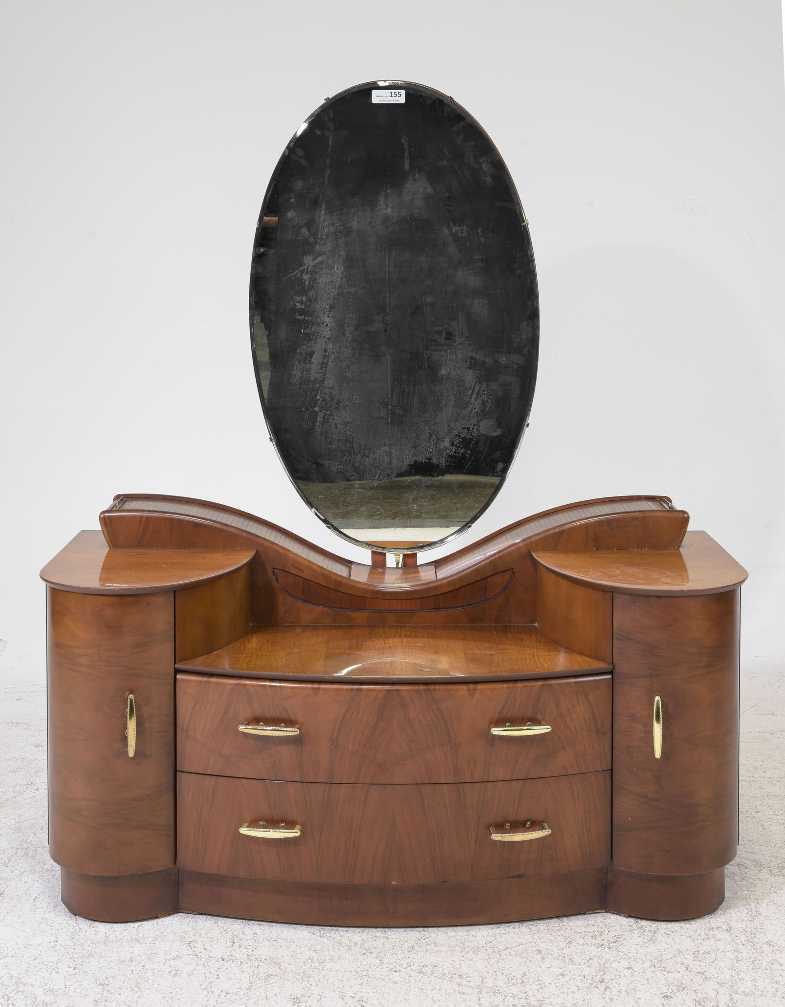 British Art Deco Walnut Dresser c.1950's-60's: British Art Deco Walnut Dresser c.1950's-60's - 61.5 in tall x 51.5 x 21