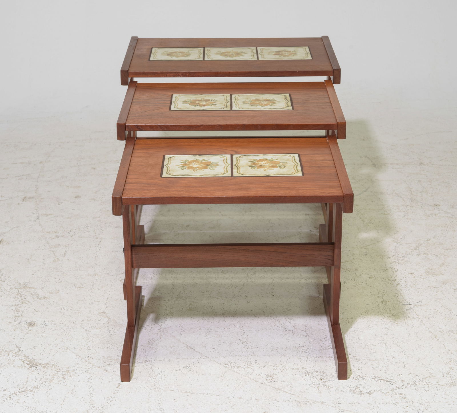 Danish Modern Nest of Three Tile Top Tables (1 of 5)