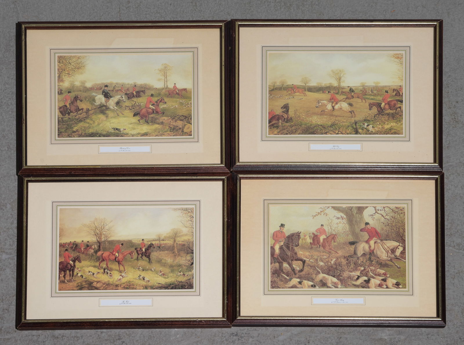 4 Framed English Hunting Lithographs c.1800's (1 of 7)