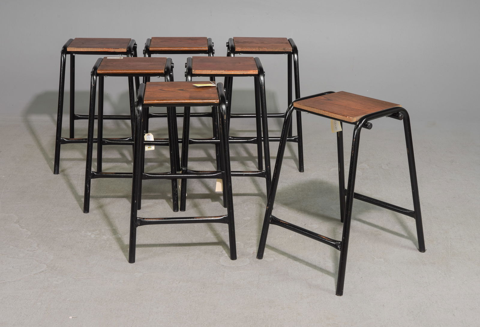 Set of 7 Painted Metal Stackable Stools (1 of 5)