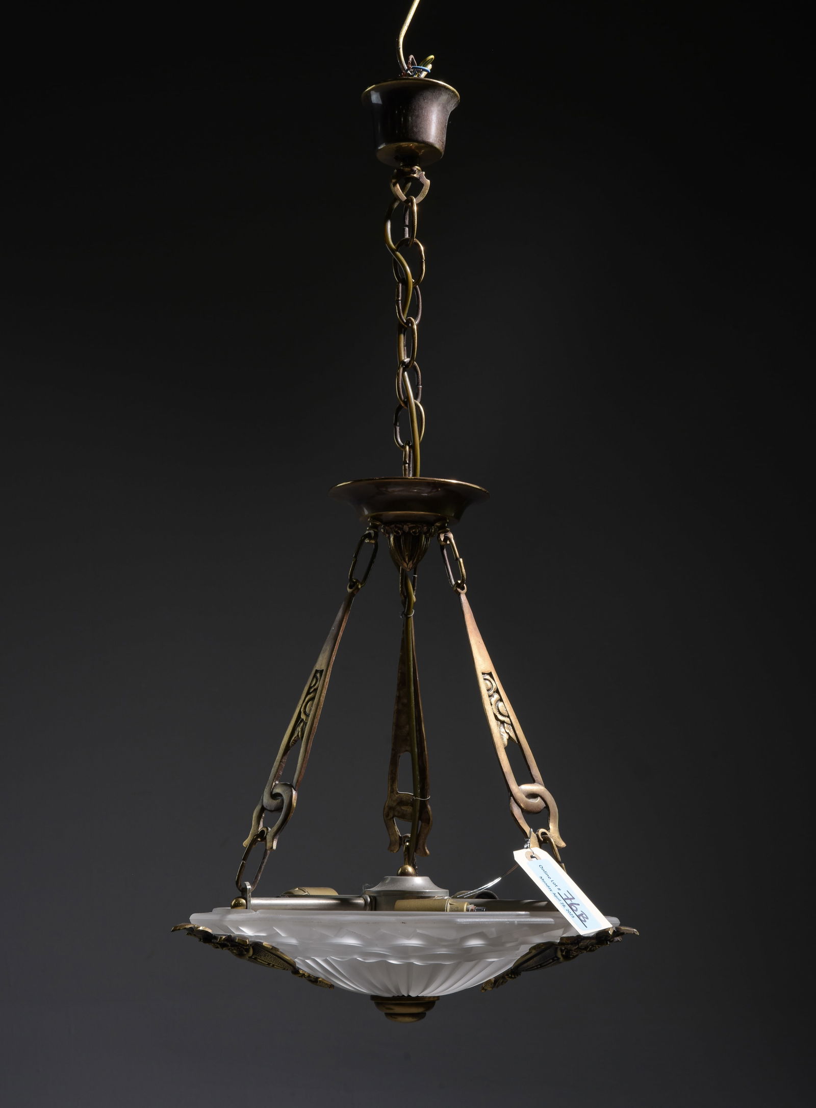 French Art Nouveau Three Light Chandelier (1 of 3)