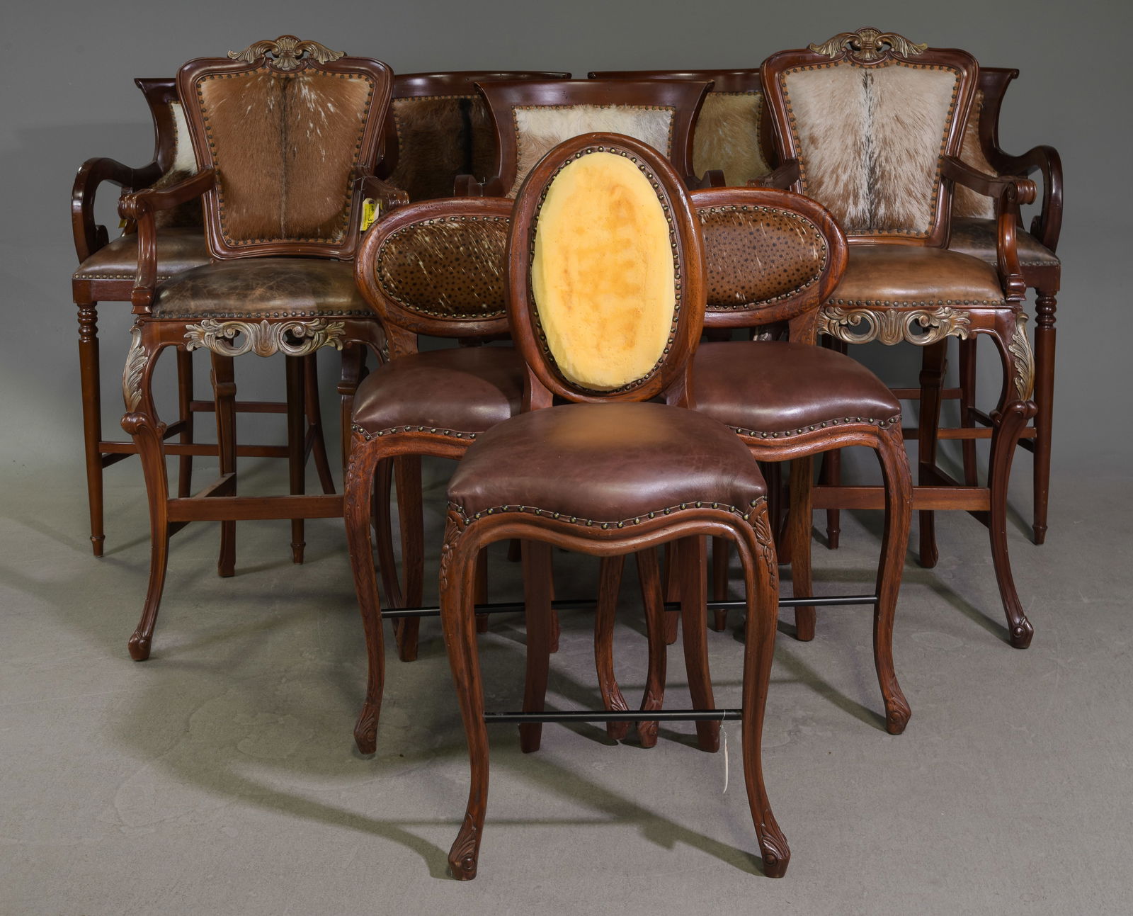 10 Assorted Hide & Leather Bar / Counter Stools (1 of 6)