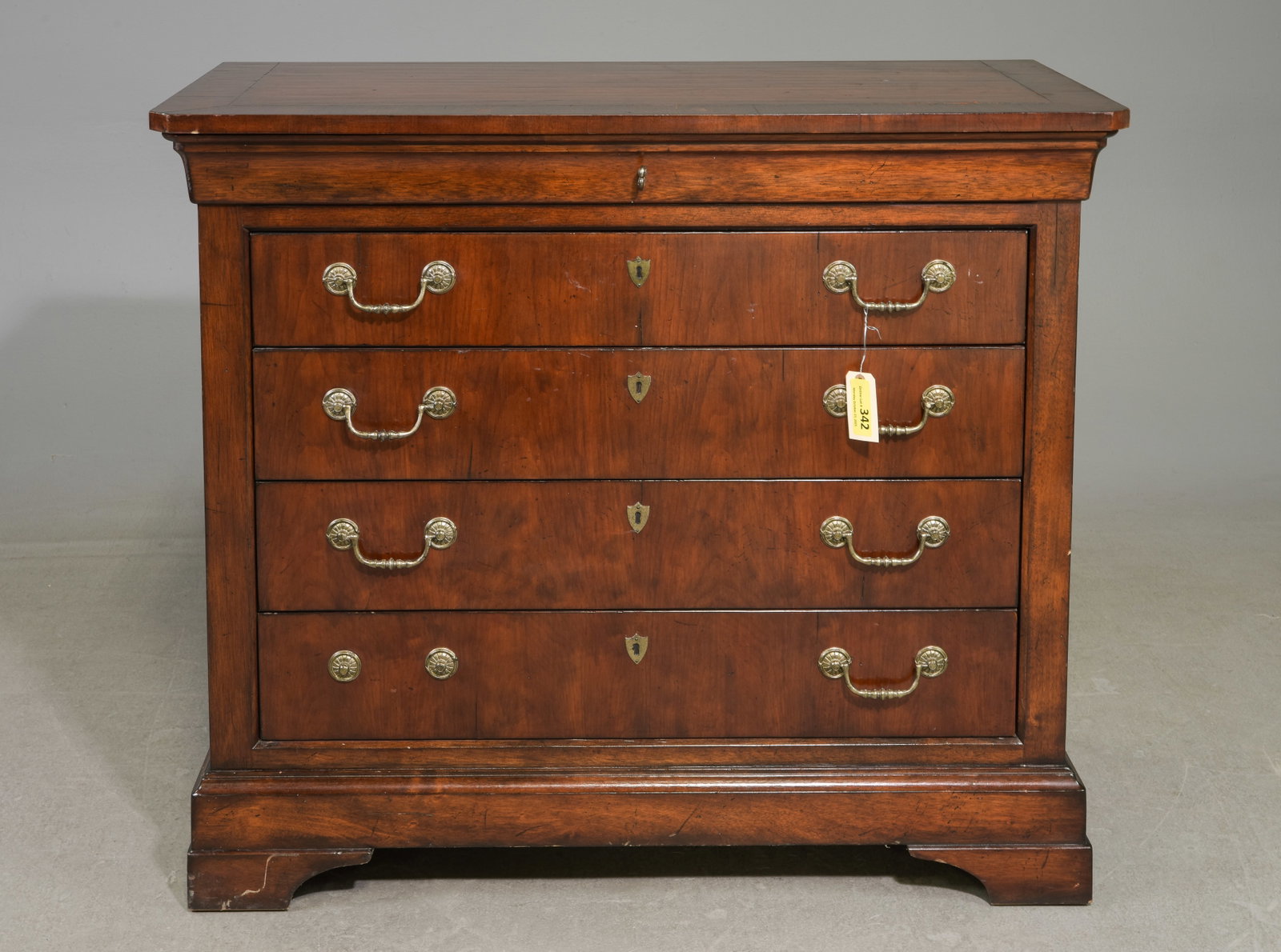 Mahogany Five Drawer Chest: Mahogany Five Drawer Chest - 37.75 in tall x 43.75 x 21.25