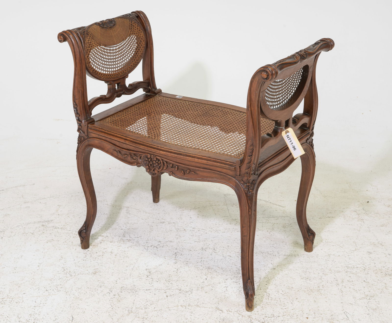 Louis XV Style Caned Oak Bench (1 of 3)