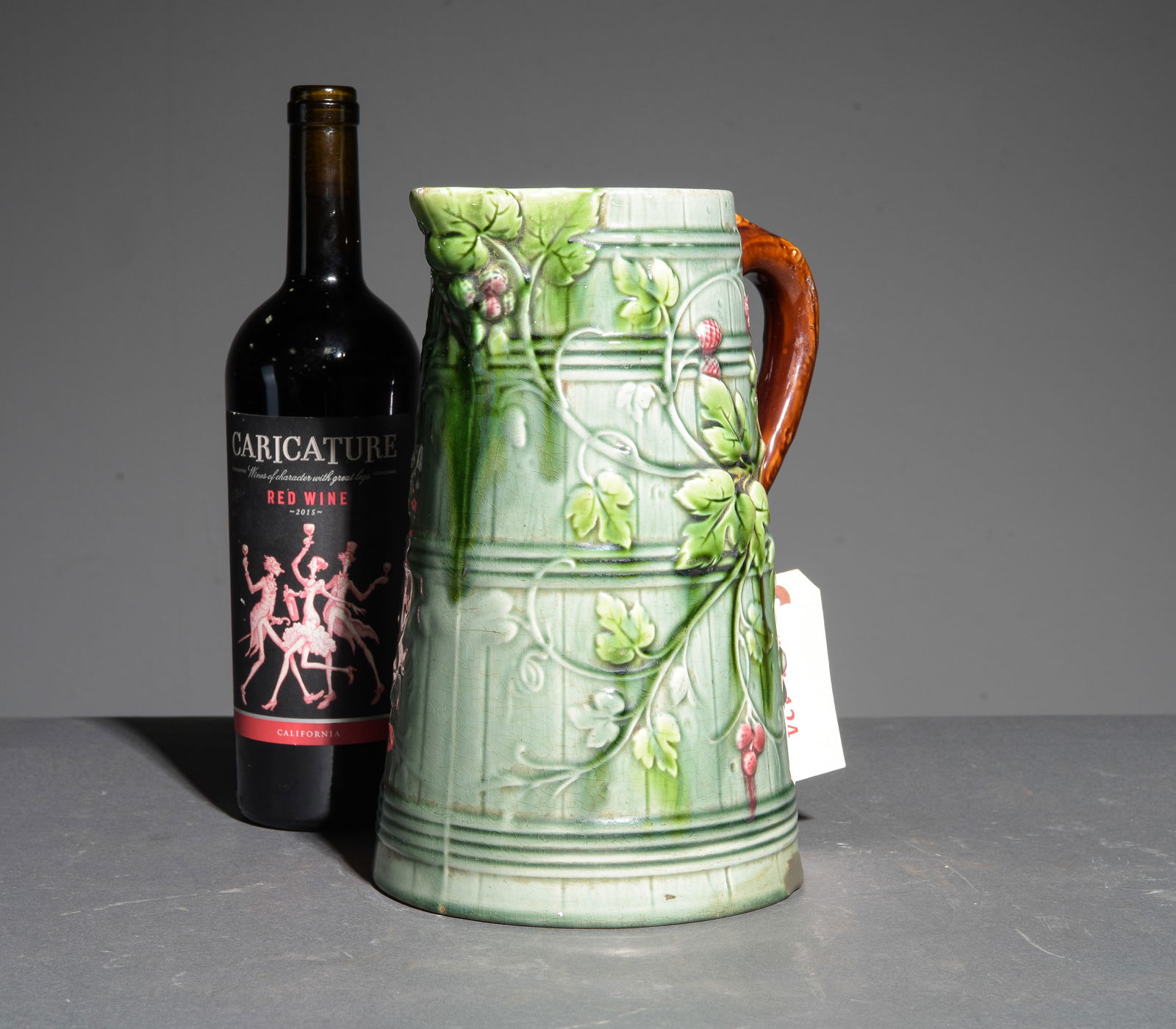 Majolica Large Pitcher with Foliate Motif (1 of 3)