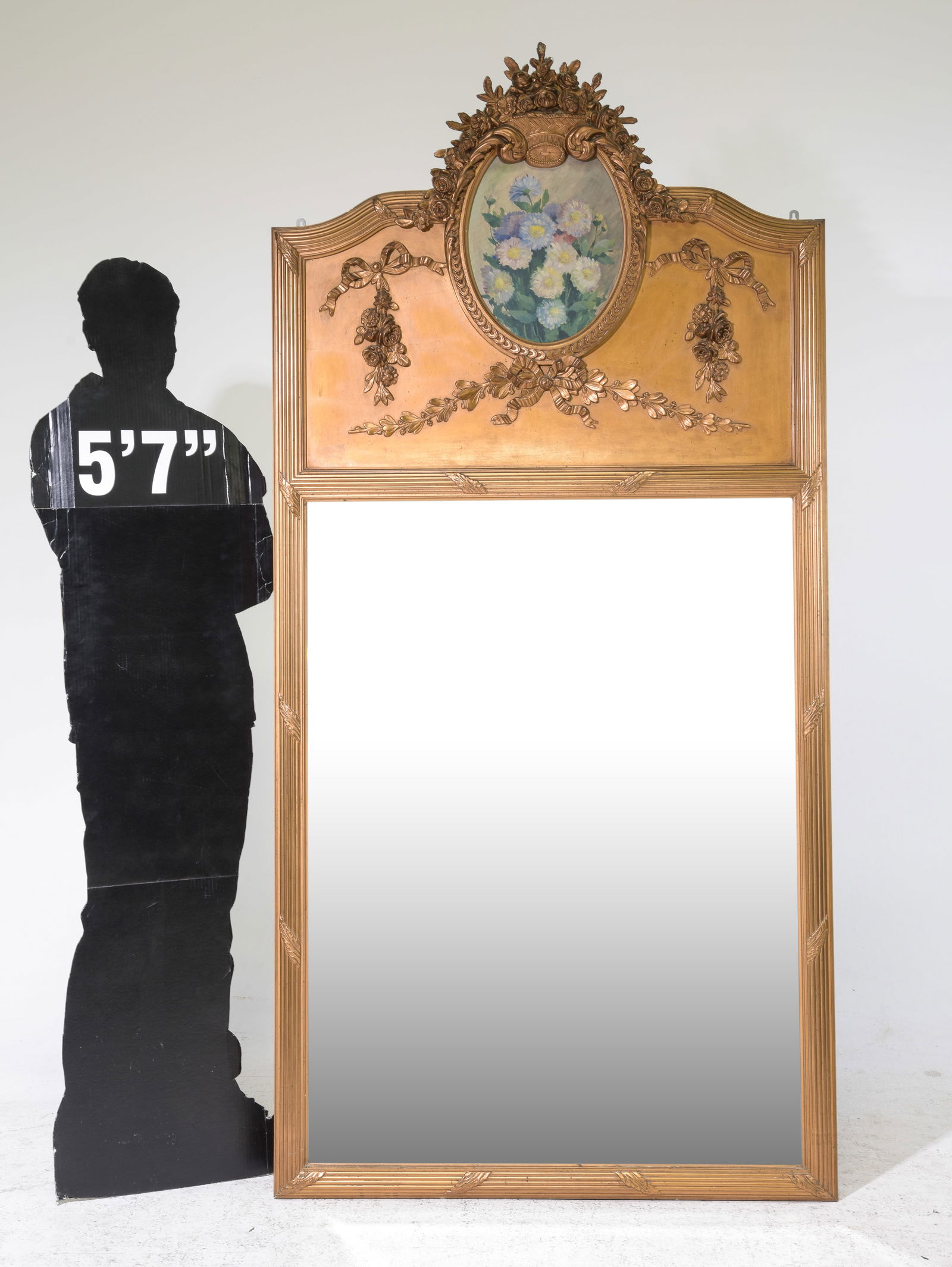 French Large Gold Framed Trumeau Mirror (1 of 5)